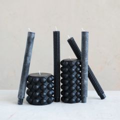 Black Hobnail Taper Candle Set