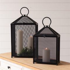 Black Mesh Candle Lanterns Set of 2
