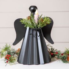 Black Metal Angel Taper Candle Holder