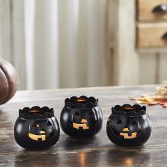 Black Metal Jack O Lantern Tealight Holders Set of 3