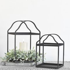 Black Square Metal Lantern Set of 2