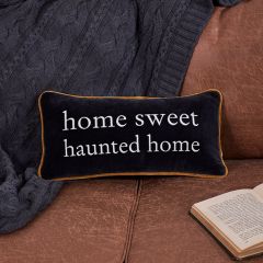 Black Velvet Home Sweet Haunted Home Lumbar Pillow
