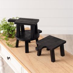 Black Wood Mini Stool Risers Set of 3