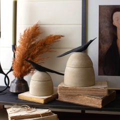 Blackbird Clay Canister Set of 2