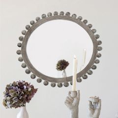 Blackwashed Beaded Frame Mirror