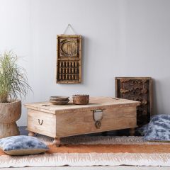 Bleached Wood Storage Chest Coffee Table