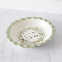 Bless This Kitchen Stoneware Pie Dish