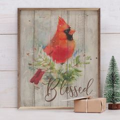 Blessed Cardinal Greenery Whitewash Wall Decor