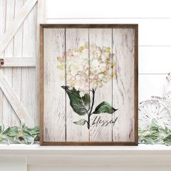 Blessed White Hydrangea Whitewash Wall Art