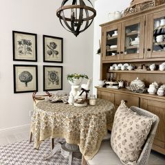 Flowing Floral Block Print Tablecloth