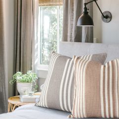 Block Print Vintage Stripe Pillow Cover Grey