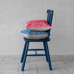 Blue and Natural Embroidered Accent Pillow