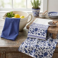 Blue and White Garden Tea Towel Set of 3