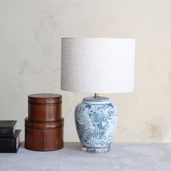 Blue and White Pattern Ceramic Table Lamp