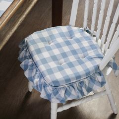 Blue Buffalo Check Ruffled Seat Cushion