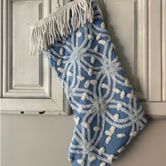 Blue Chenille Christmas Stocking