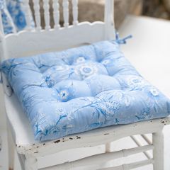 Blue Cottage Blooms Chair Pad Set of 2