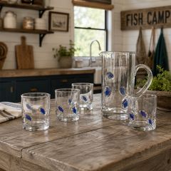Blue Fish Icon Glass Tumbler