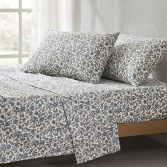 Blue Floral Block Print Cotton Sheet Set