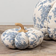 Blue Floral Fabric Pumpkin 4.5 Inch