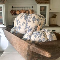 Blue Floral Fabric Pumpkin