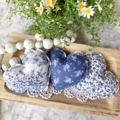 Blue Floral Heart Bowl Filler Set of 3