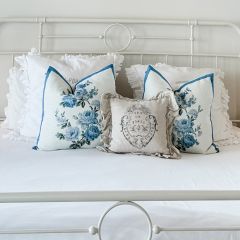 Blue Floral Rose Pillow Cover