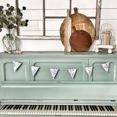 Blue Floral Wood Pennant Banner