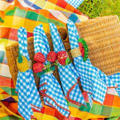 Blue Gingham Check Cotton Napkin Set of 4