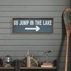 Blue Go Jump In The Lake Framed Sign
