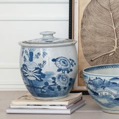 Blue Lotus Vintage Reproduction Ginger Jar