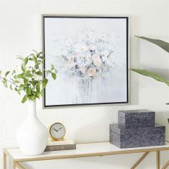 Blue Pastel Floral Bouquet Canvas Wall Art