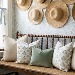 Blue Tulips Block Print Pillow Cover