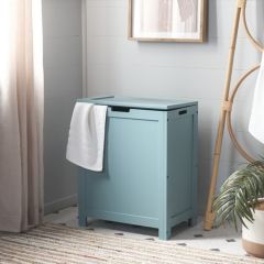 Blue Wood Laundry Bin With Handles