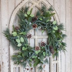 Blueberries Pine and Cedar Wreath 24 Inch