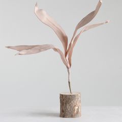 Blush Color Faux Reed Leaf Stem Set of 3
