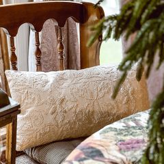Boho Chic Embroidered Lumbar Pillow