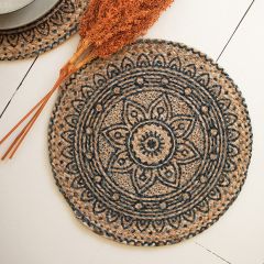 Boho Chic Printed Jute Round Placemats Set of 4