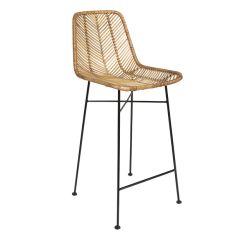 Boho Chic Rattan and Metal Bar Stool