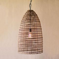Boho Chic Woven Cane Dome Pendant Light