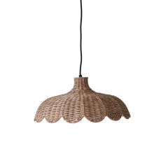Boho Chic Woven Rattan Pendant Lamp Scallop Dome