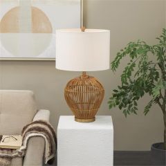 Boho Chic Woven Rattan Table Lamp