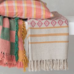 Boho Pattern Jacquard Throw Blanket With Tassels