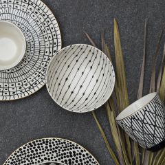 Bold Pattern Stoneware Bowls Set of 4