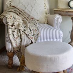 Botanical Print Tasseled Throw Blanket
