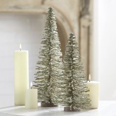 Bottle Brush Blue Christmas Tree Set of 2