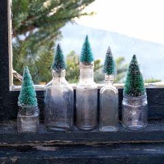 Bottle Brush Tree In Glass Bottle Vase, Set of 5