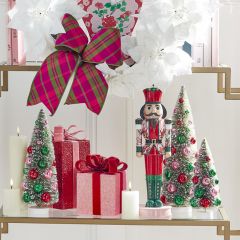 Bottle Brush Tree With Ball Ornaments Set of 3