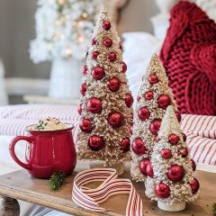 Bottlebrush Trees With Ornaments Set of 3