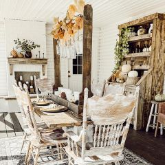 Bottle Garland Vase On Wooden Centerpiece